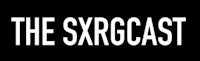 the sxrgcast logo on a black background